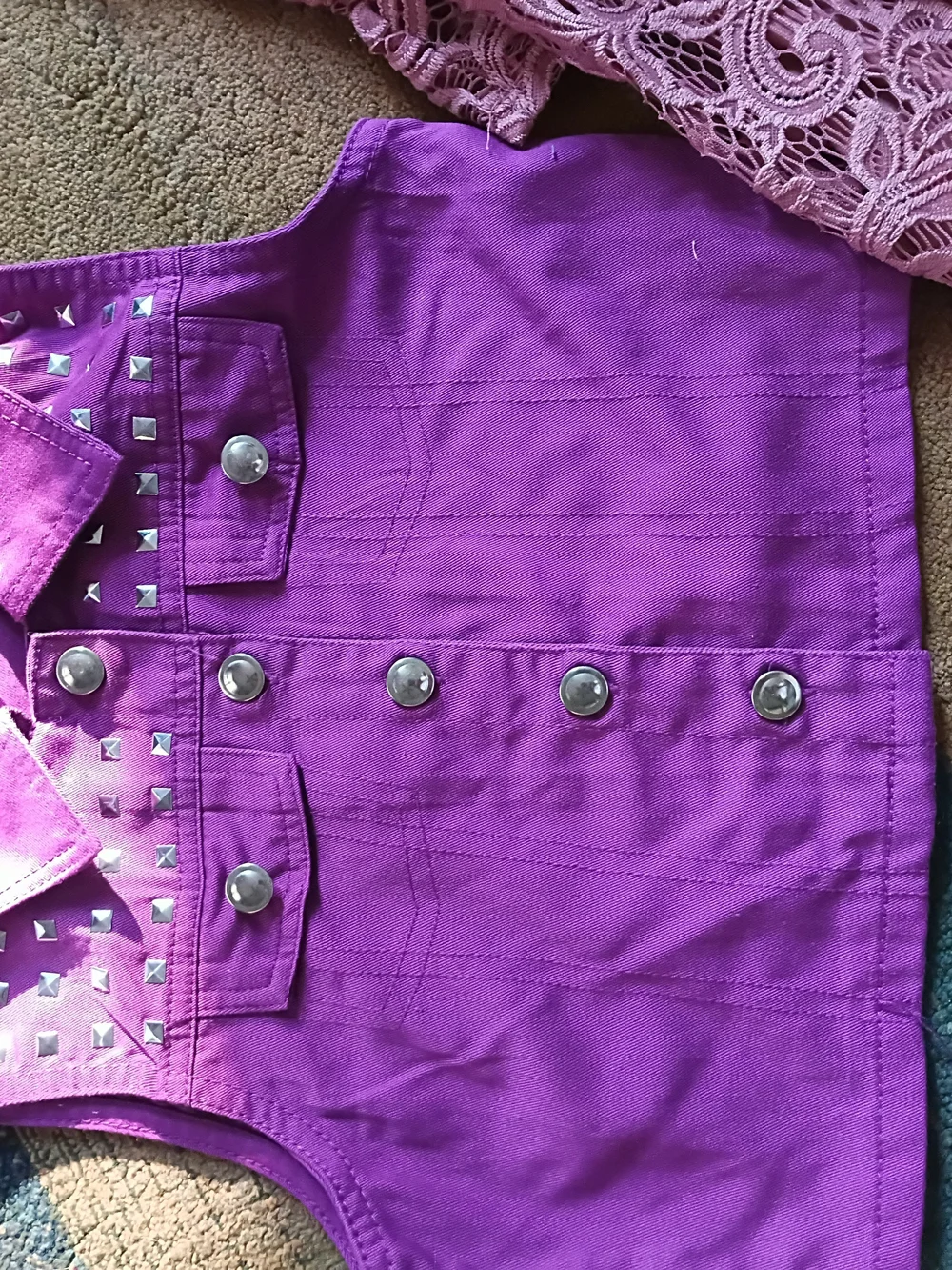 Girls' Purple Studded Denim Vest